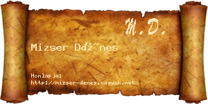 Mizser Dénes névjegykártya